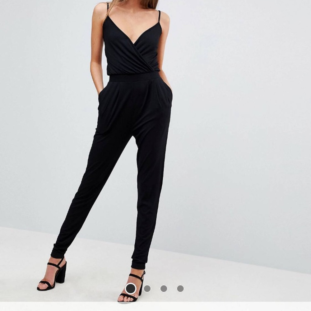ASOS Tall Cami Wrap Jumpsuit - Black